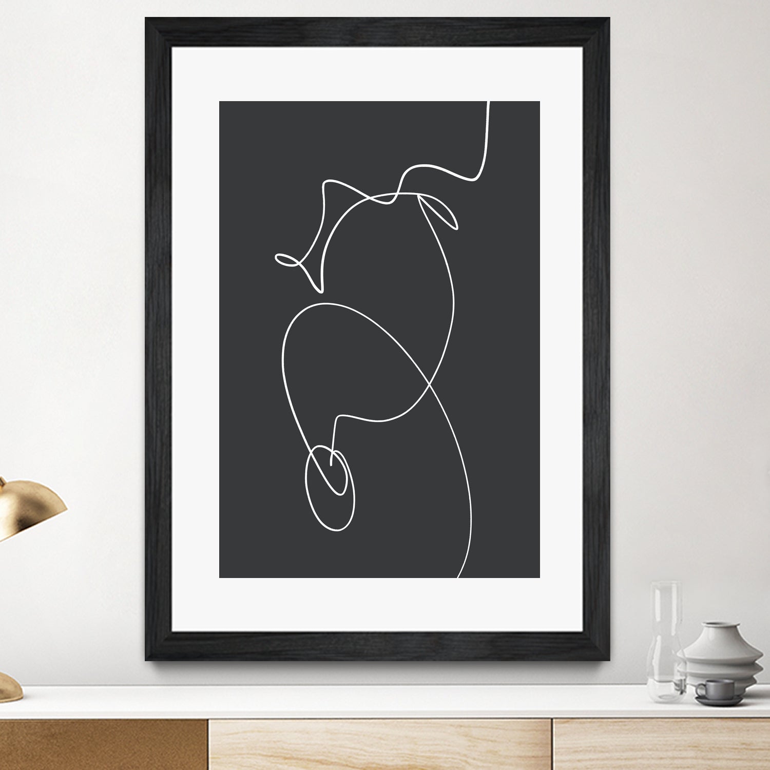 White Squiggle On A Dark Background by uplusmestudio on GIANT ART - line art abstract line art