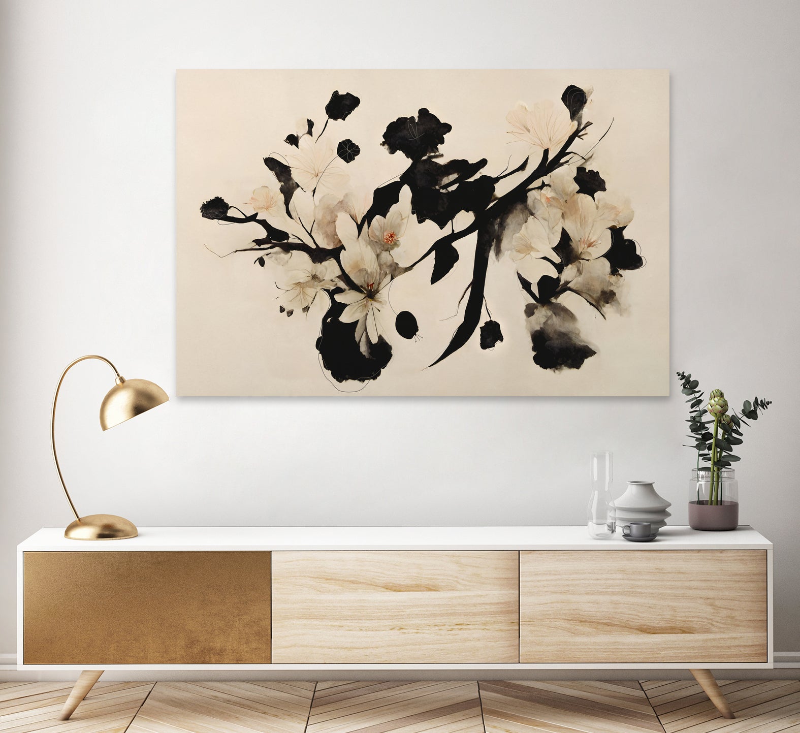 Cherry Blossom Branch by Treechild on GIANT ART - black  framed canvas