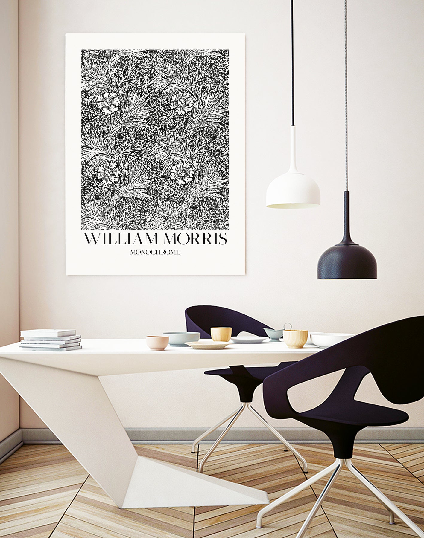 Marigold Monochrome by William Morris on GIANT ART - william morris flowers and plants william morris