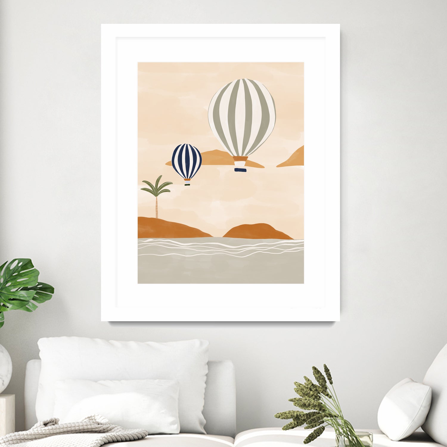 Airballoons In Dessert by Ivy on GIANT ART - illustration hot air balloon