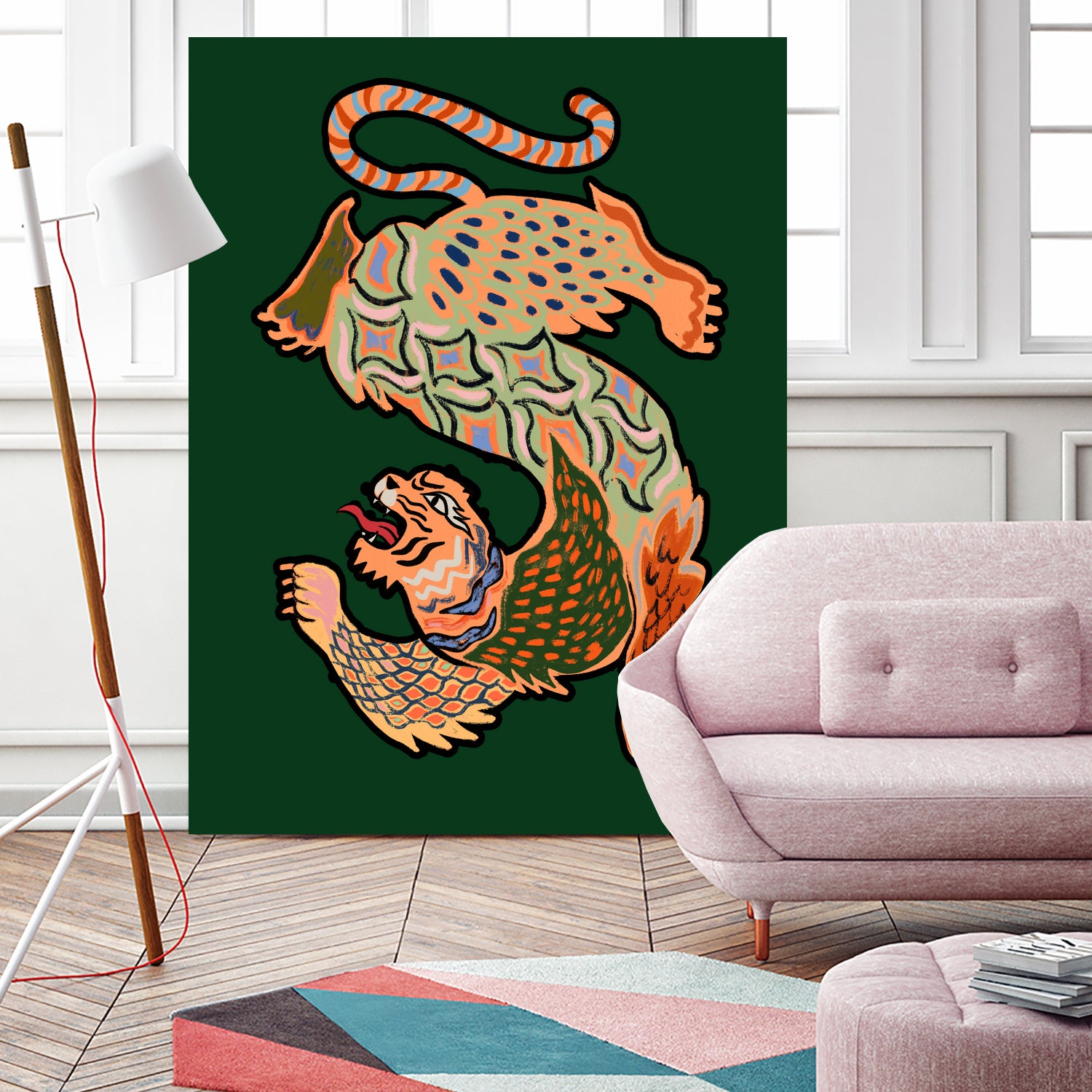 Asiantiger Green by Arty Guava on GIANT ART - illustration green background