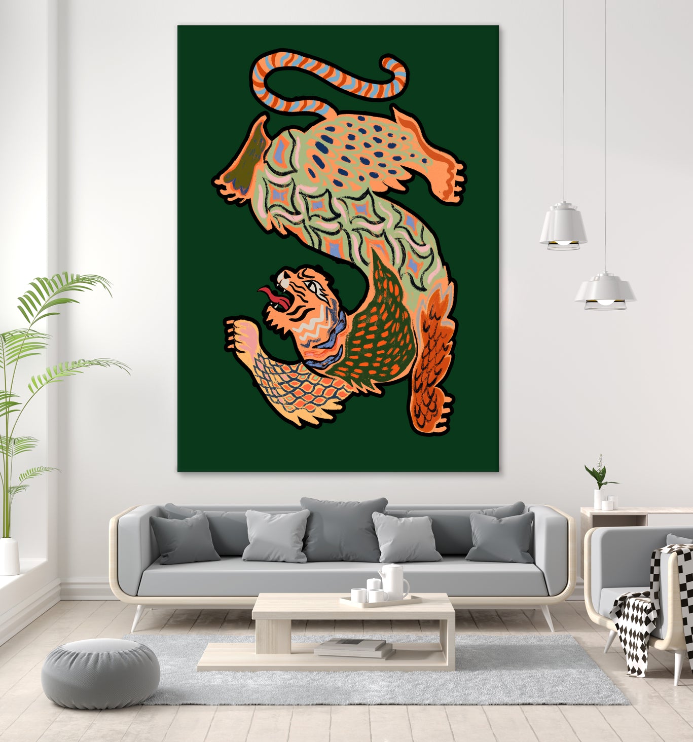 Asiantiger Green by Arty Guava on GIANT ART - illustration green background