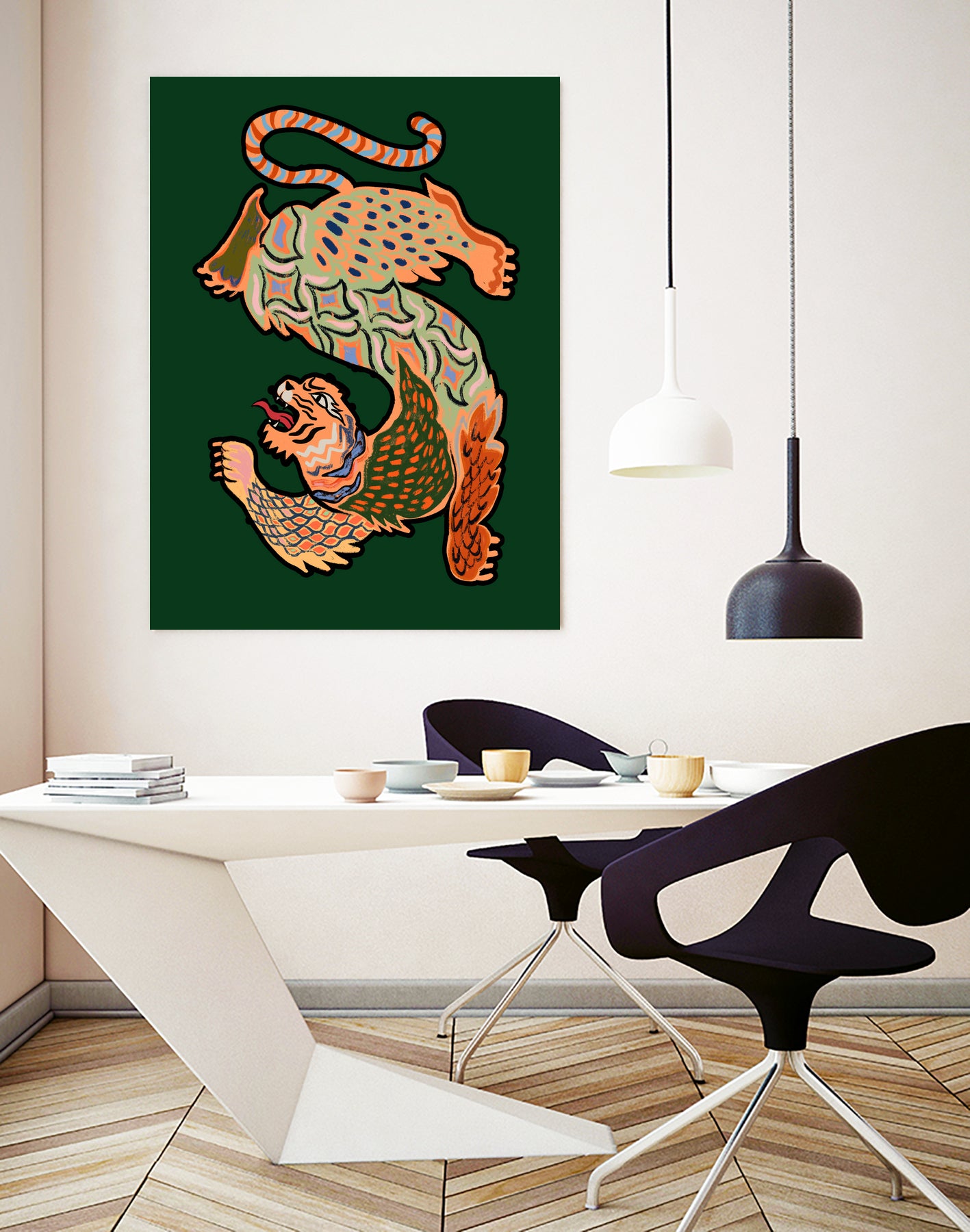 Asiantiger Green by Arty Guava on GIANT ART - illustration green background