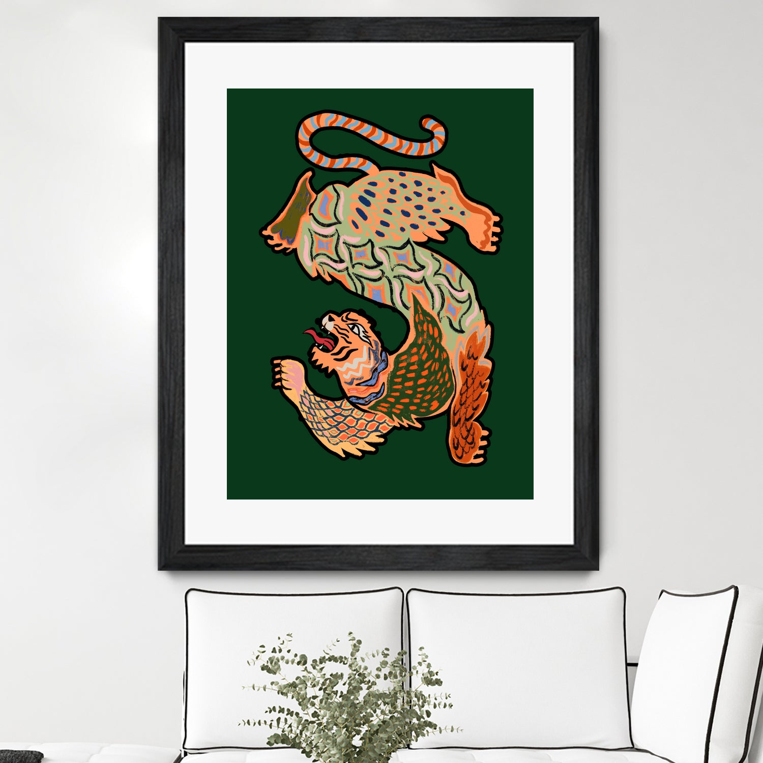 Asiantiger Green by Arty Guava on GIANT ART - illustration green background