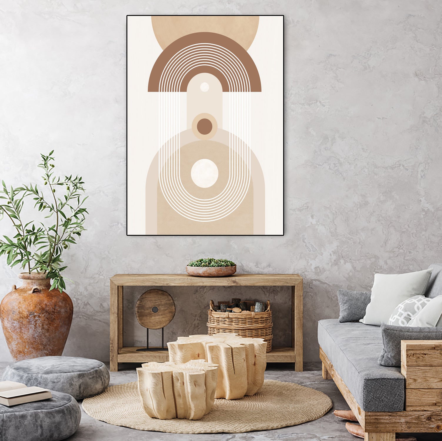 Beige Mid Century Poster by Elena Ristova on GIANT ART - abstract abstract