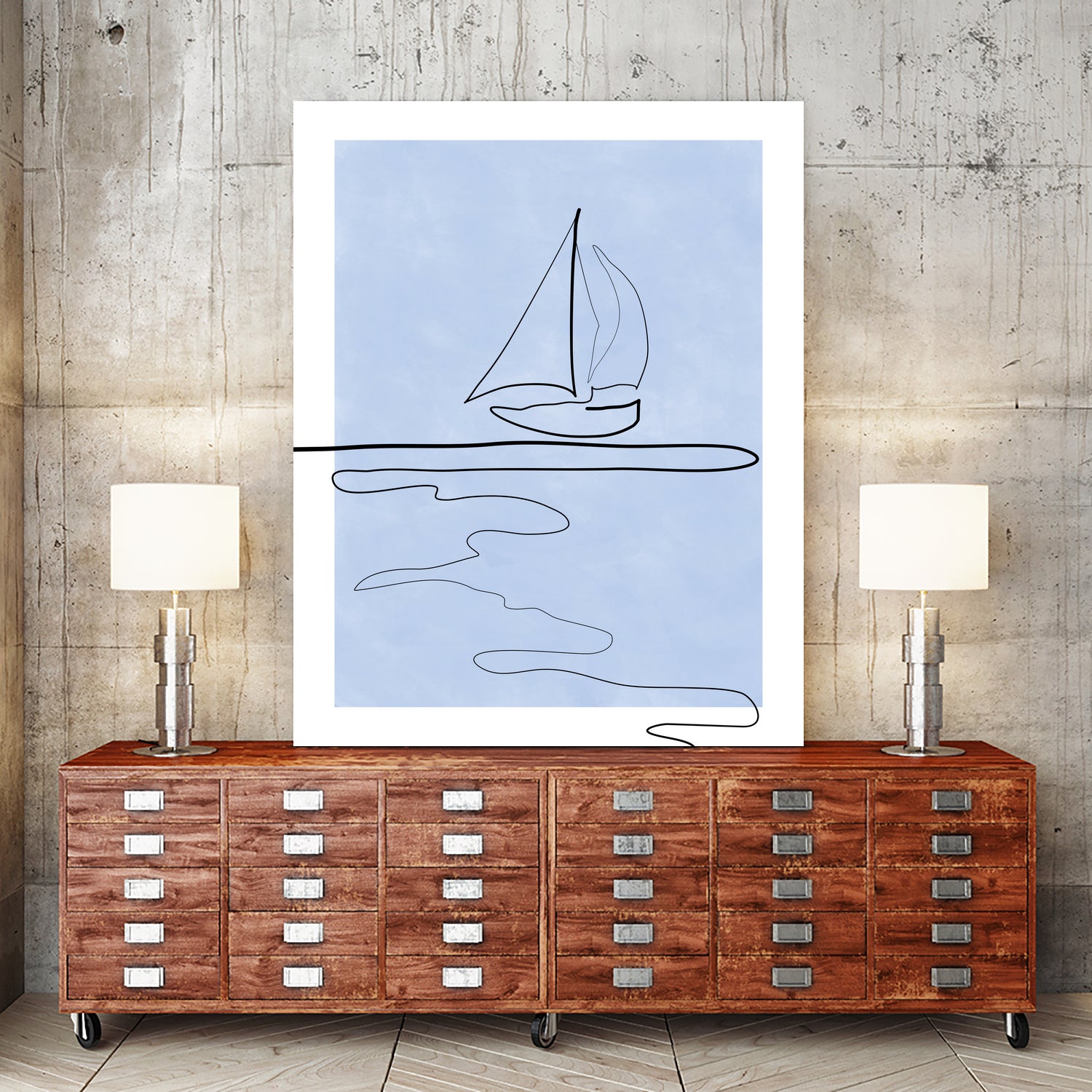 Sail Line Serenity by Elena Ristova on GIANT ART - abstract minimalist line art