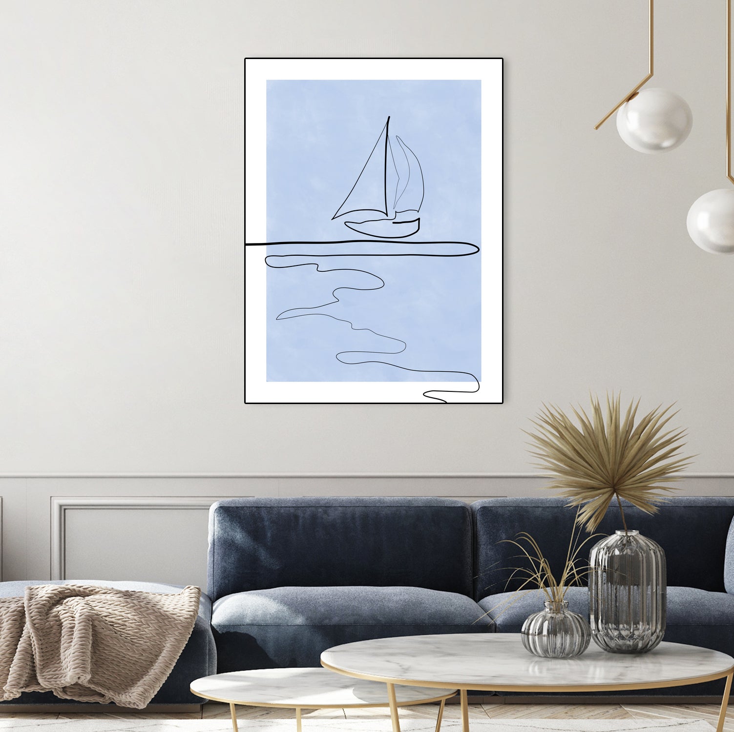 Sail Line Serenity by Elena Ristova on GIANT ART - abstract minimalist line art