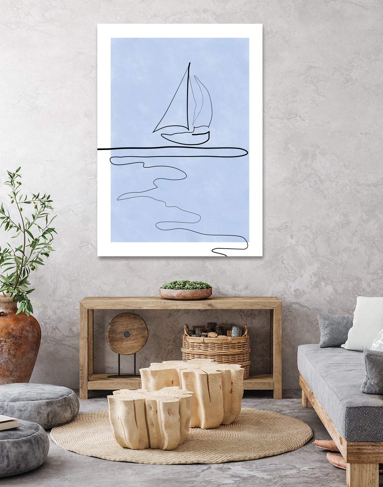 Sail Line Serenity by Elena Ristova on GIANT ART - abstract minimalist line art