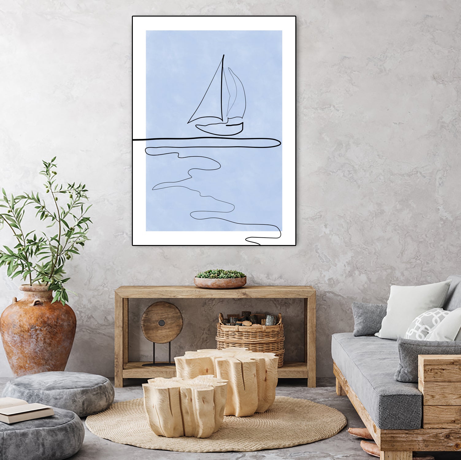 Sail Line Serenity by Elena Ristova on GIANT ART - abstract minimalist line art