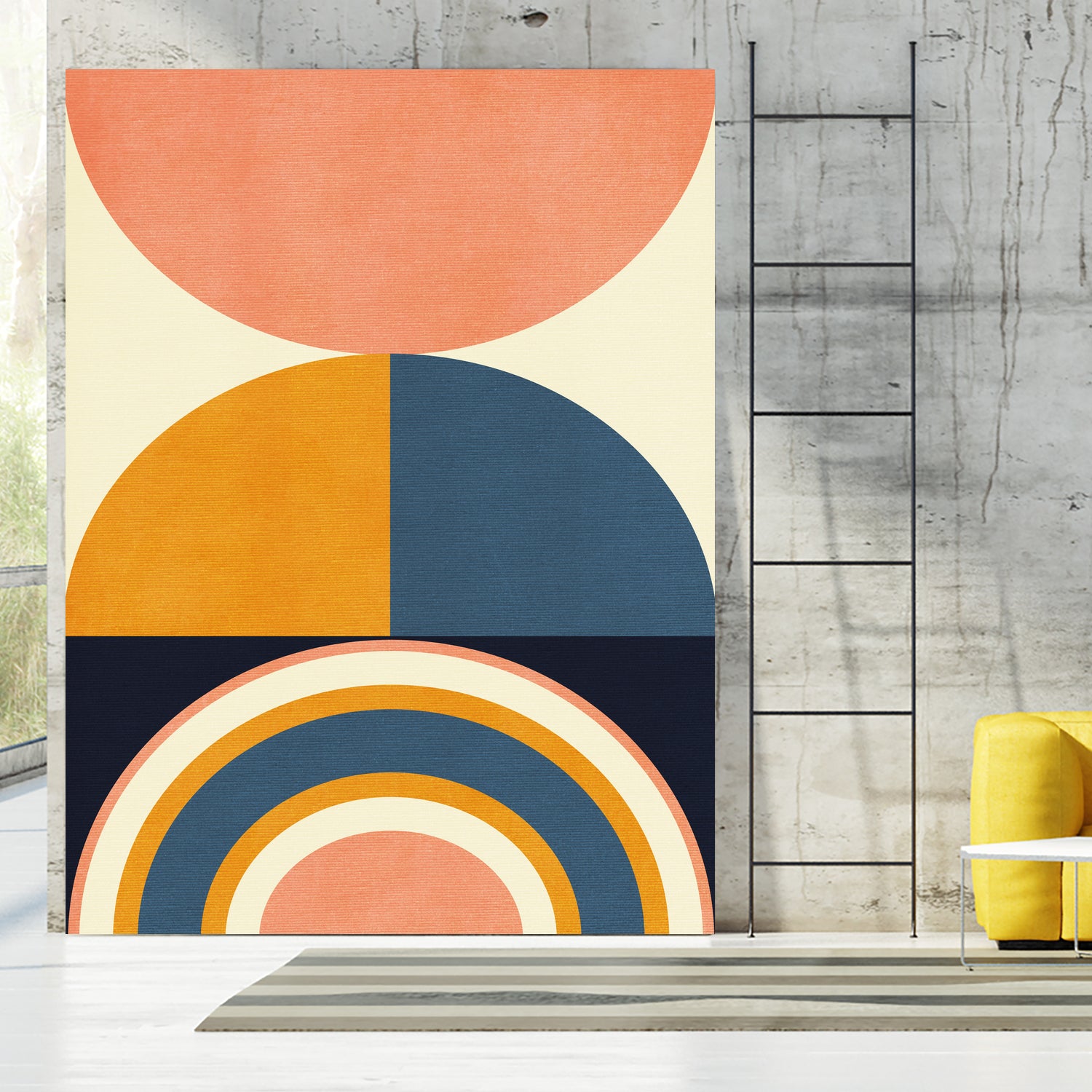 Rainbow Plus Shapes Blue Mustard10 by Ana Rut Bre on GIANT ART - abstract abstract