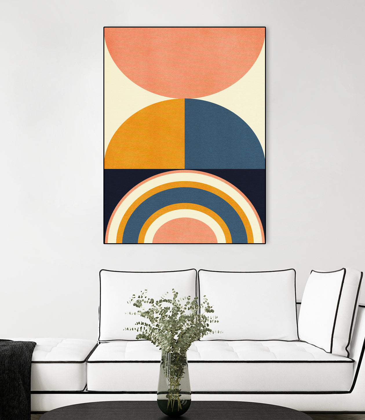 Rainbow Plus Shapes Blue Mustard10 by Ana Rut Bre on GIANT ART - abstract abstract