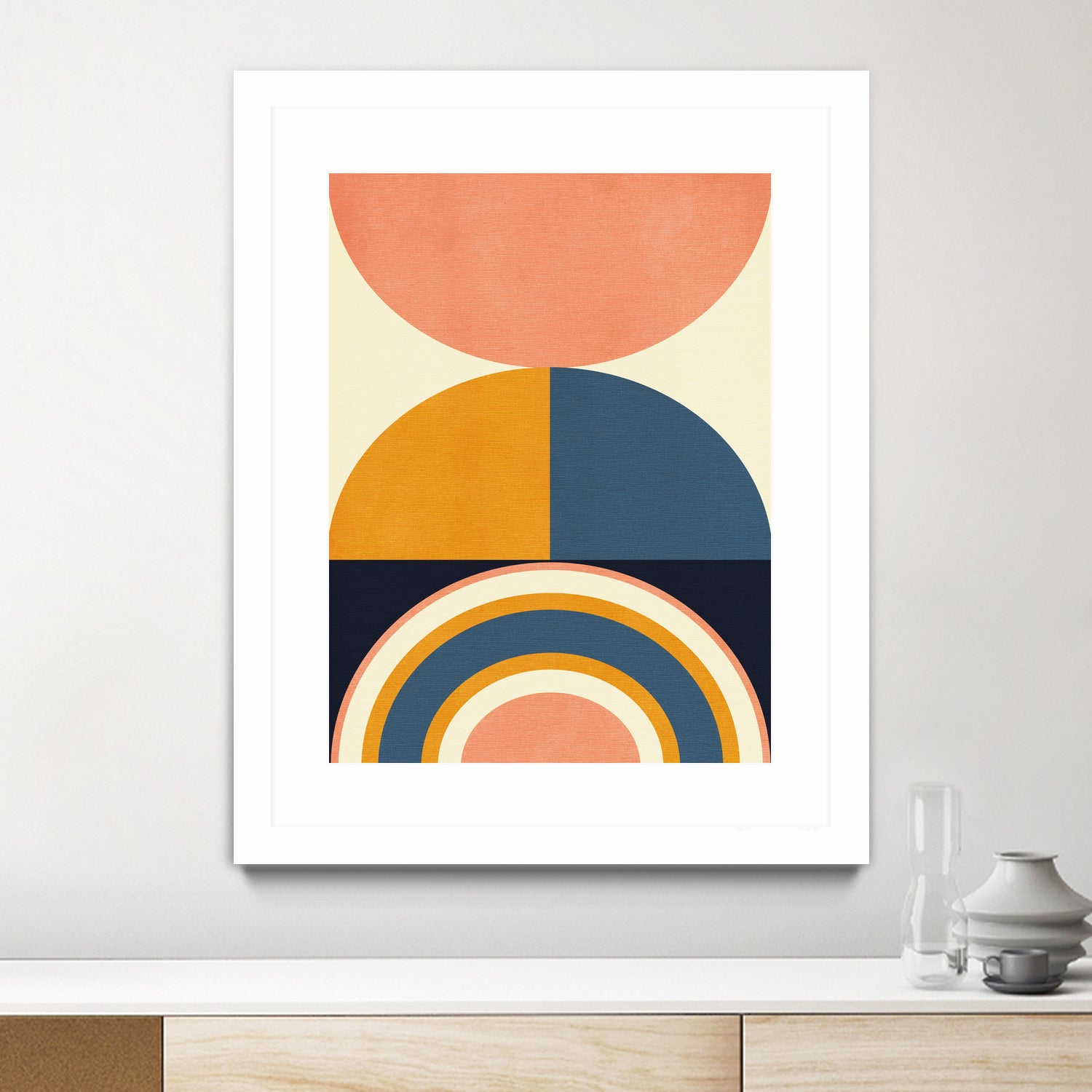 Rainbow Plus Shapes Blue Mustard10 by Ana Rut Bre on GIANT ART - abstract abstract