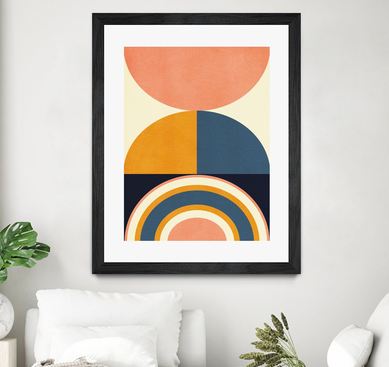 Rainbow Plus Shapes Blue Mustard10 by Ana Rut Bre on GIANT ART - abstract abstract