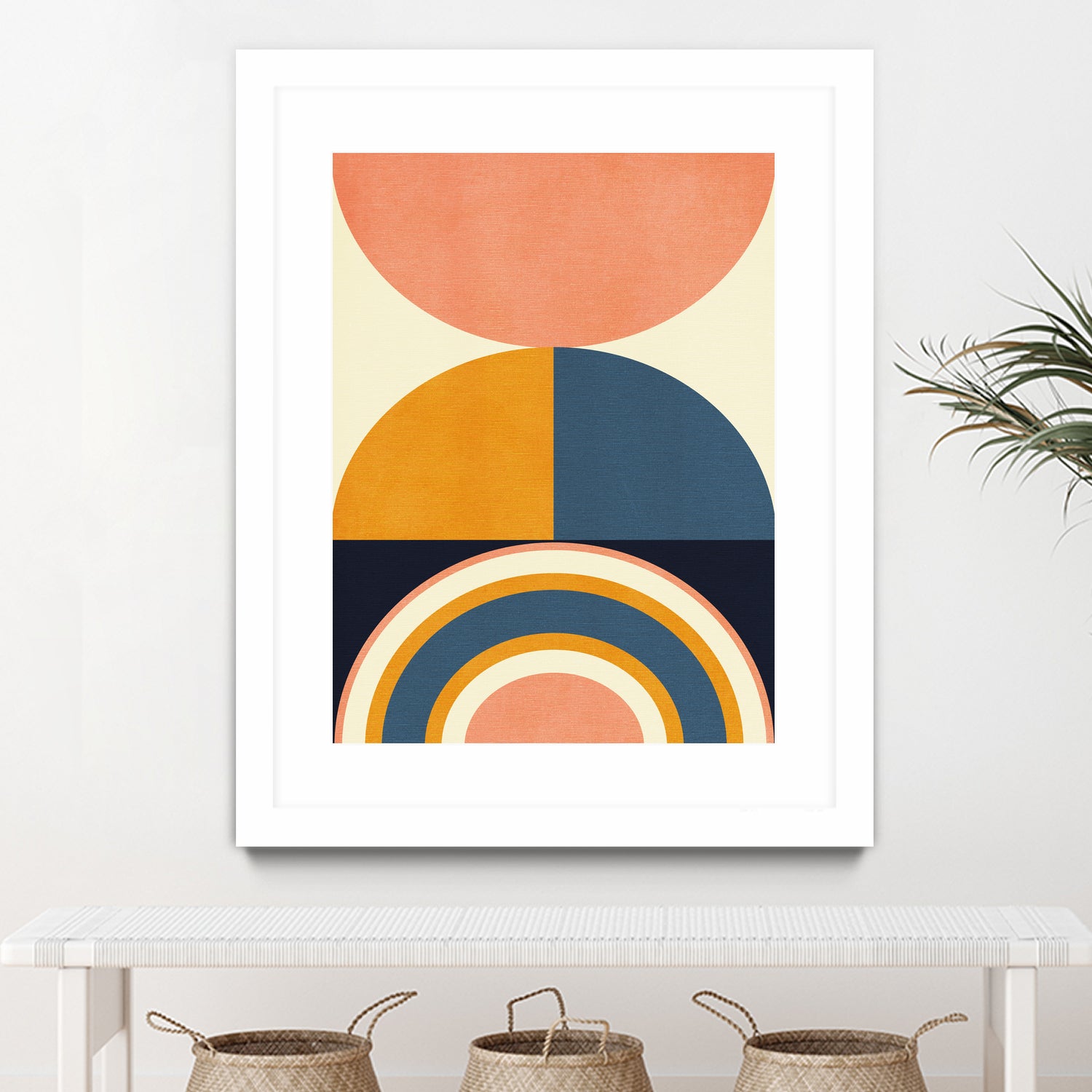 Rainbow Plus Shapes Blue Mustard10 by Ana Rut Bre on GIANT ART - abstract abstract