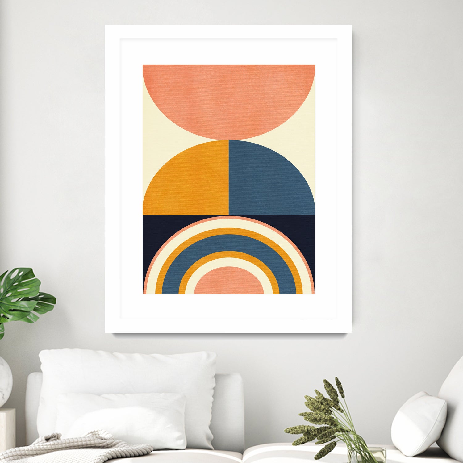 Rainbow Plus Shapes Blue Mustard10 by Ana Rut Bre on GIANT ART - abstract abstract