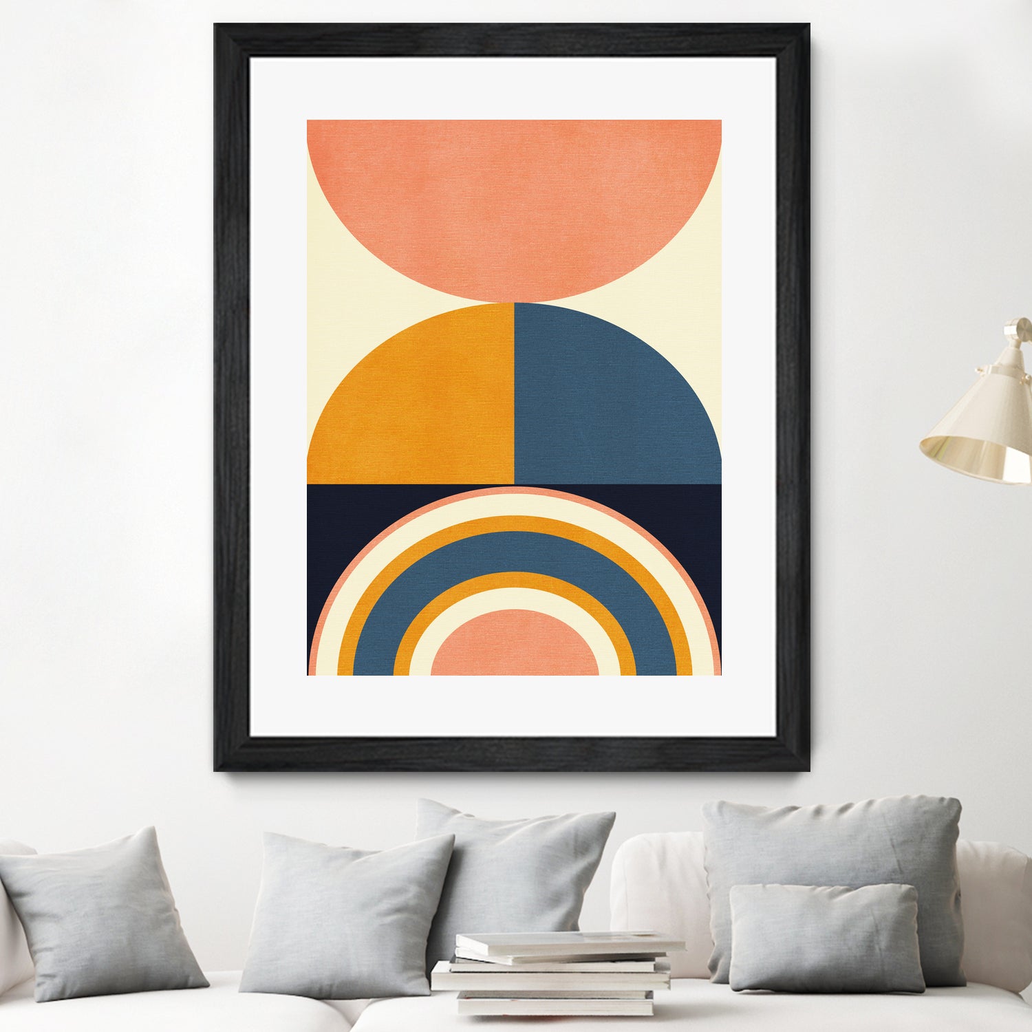 Rainbow Plus Shapes Blue Mustard10 by Ana Rut Bre on GIANT ART - abstract abstract