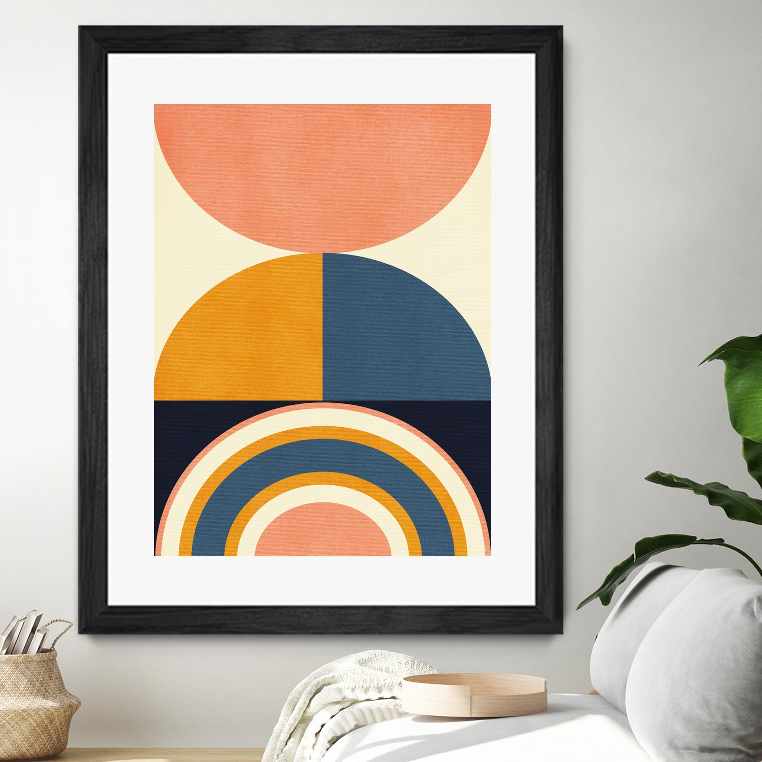 Rainbow Plus Shapes Blue Mustard10 by Ana Rut Bre on GIANT ART - abstract abstract