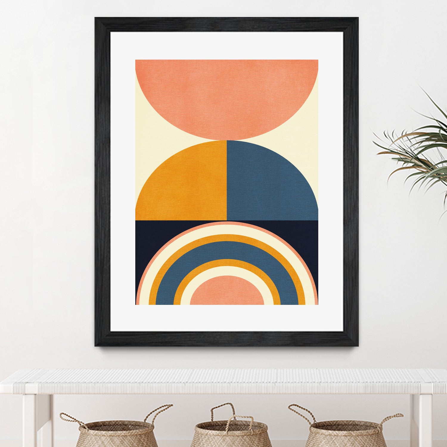 Rainbow Plus Shapes Blue Mustard10 by Ana Rut Bre on GIANT ART - abstract abstract