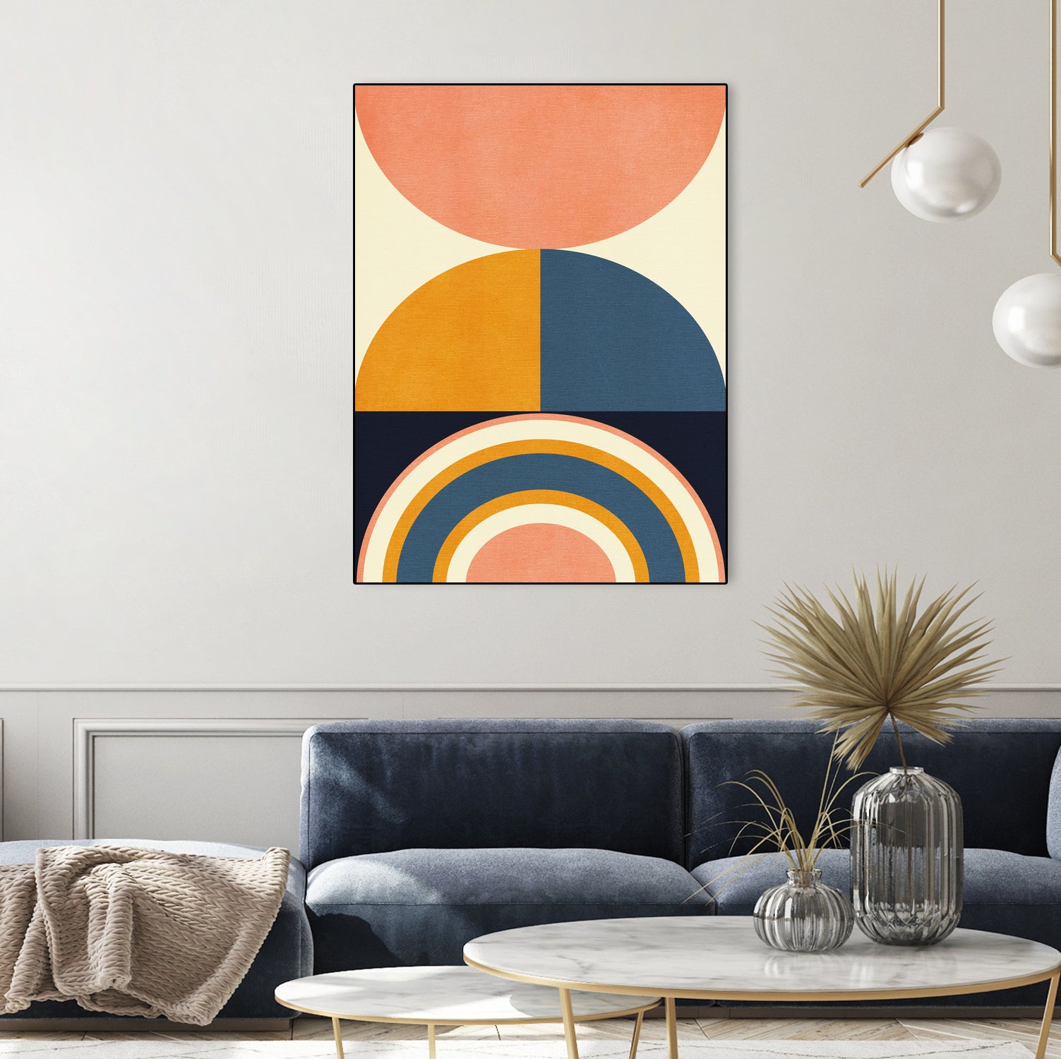 Rainbow Plus Shapes Blue Mustard10 by Ana Rut Bre on GIANT ART - abstract abstract