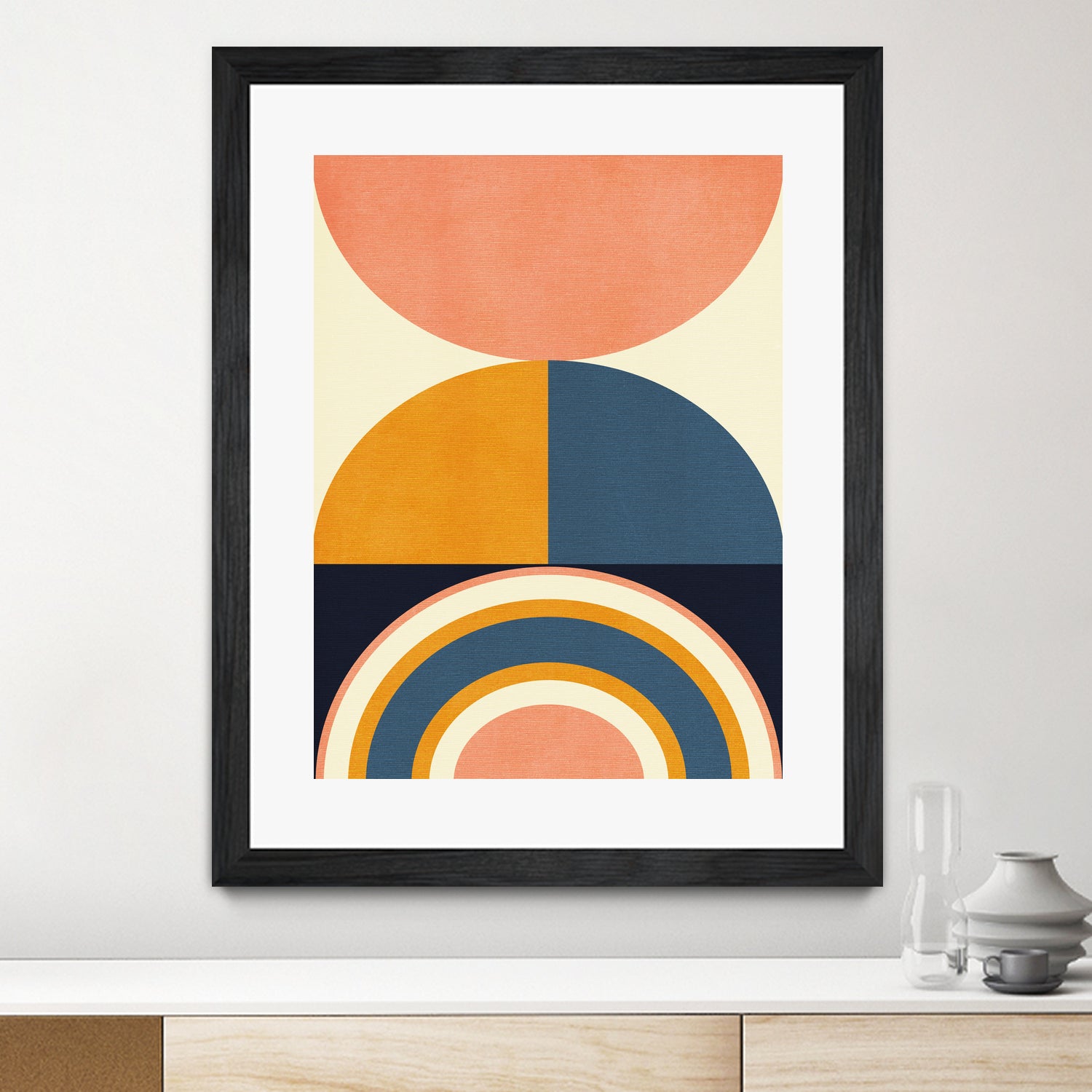 Rainbow Plus Shapes Blue Mustard10 by Ana Rut Bre on GIANT ART - abstract abstract