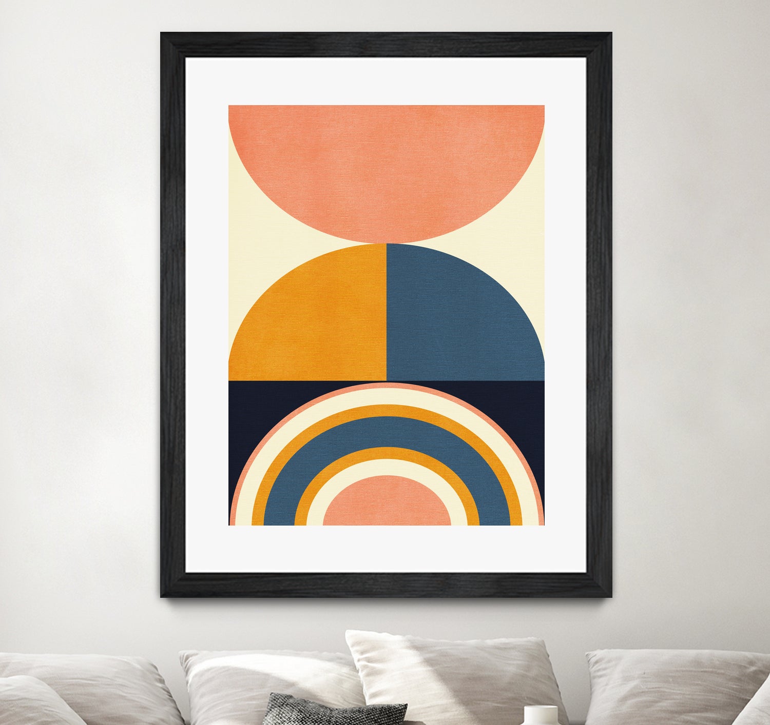 Rainbow Plus Shapes Blue Mustard10 by Ana Rut Bre on GIANT ART - abstract abstract