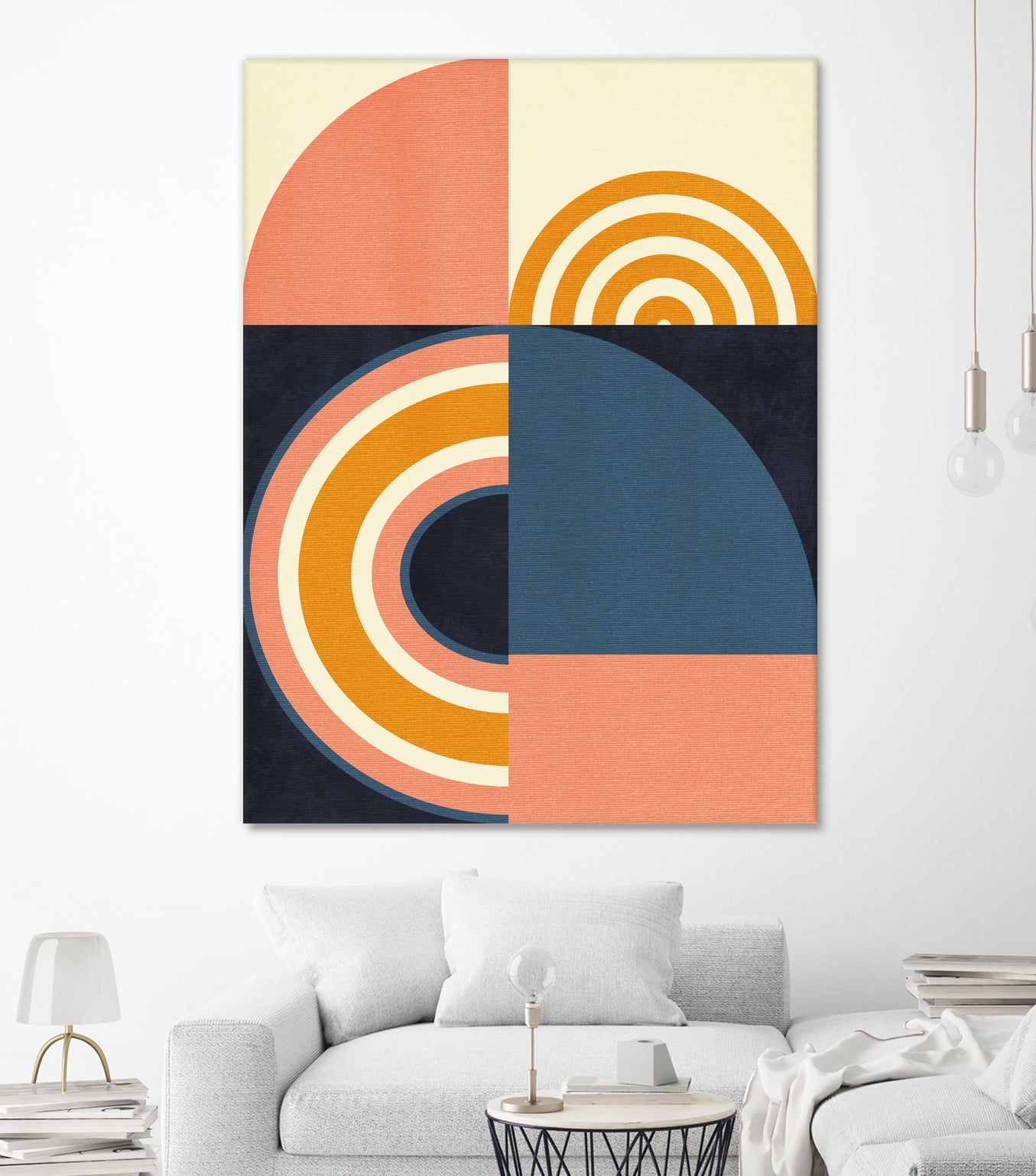 Rainbow Plus Shapes Blue Mustard9 by Ana Rut Bre on GIANT ART - abstract abstract