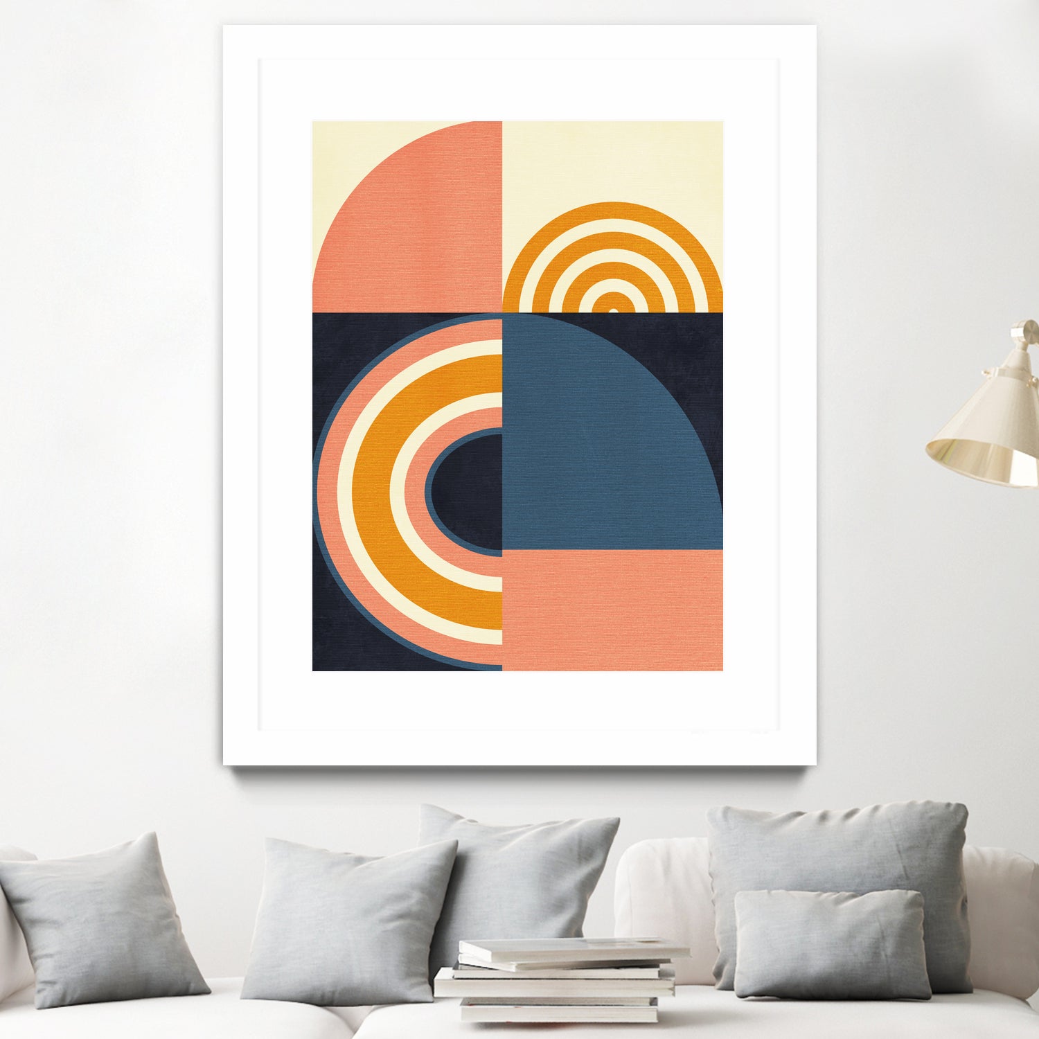 Rainbow Plus Shapes Blue Mustard9 by Ana Rut Bre on GIANT ART - abstract abstract