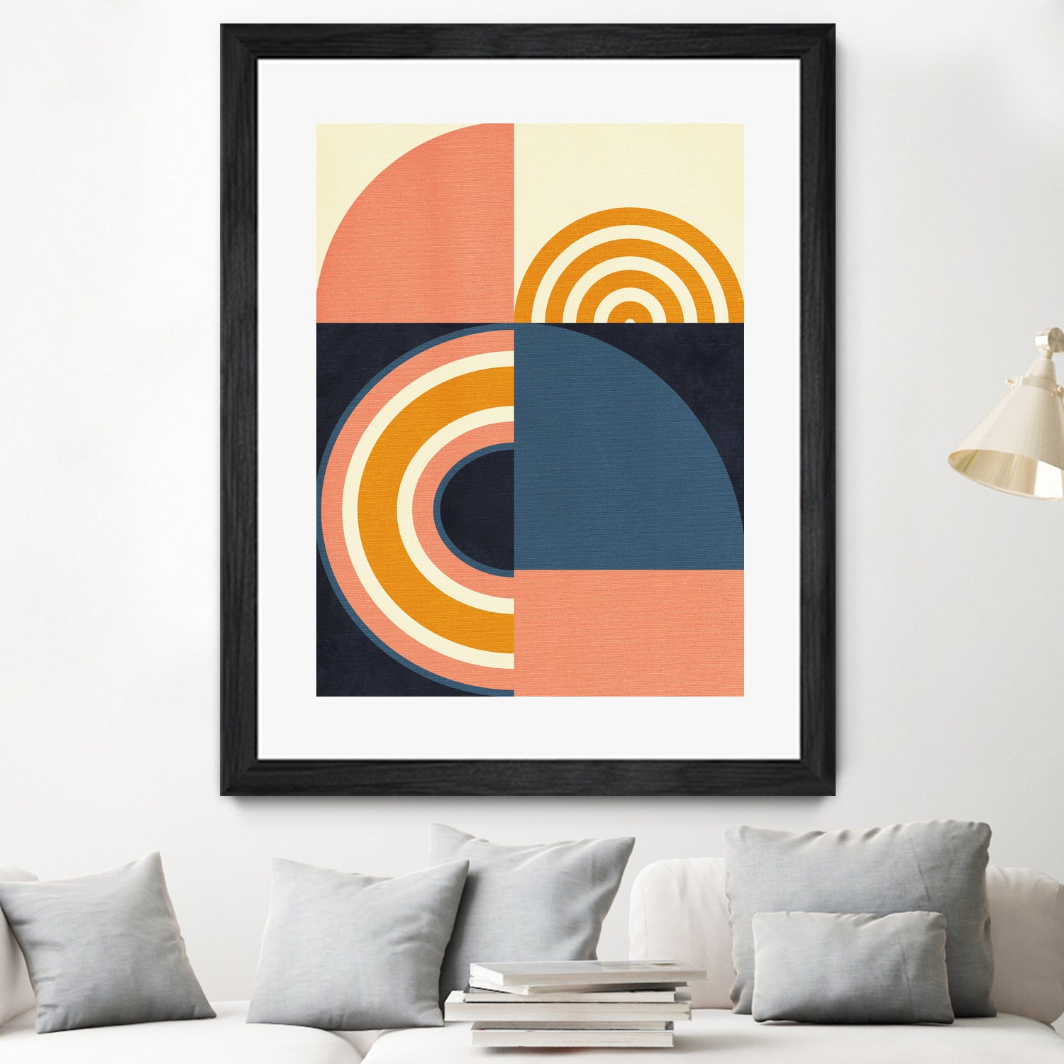 Rainbow Plus Shapes Blue Mustard9 by Ana Rut Bre on GIANT ART - abstract abstract