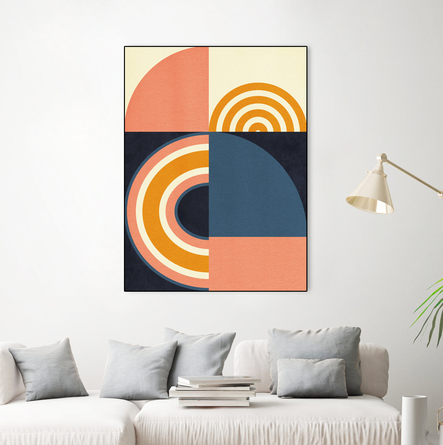 Rainbow Plus Shapes Blue Mustard9 by Ana Rut Bre on GIANT ART - abstract abstract