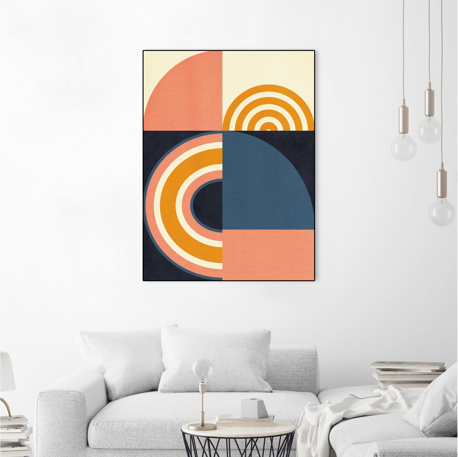 Rainbow Plus Shapes Blue Mustard9 by Ana Rut Bre on GIANT ART - abstract abstract