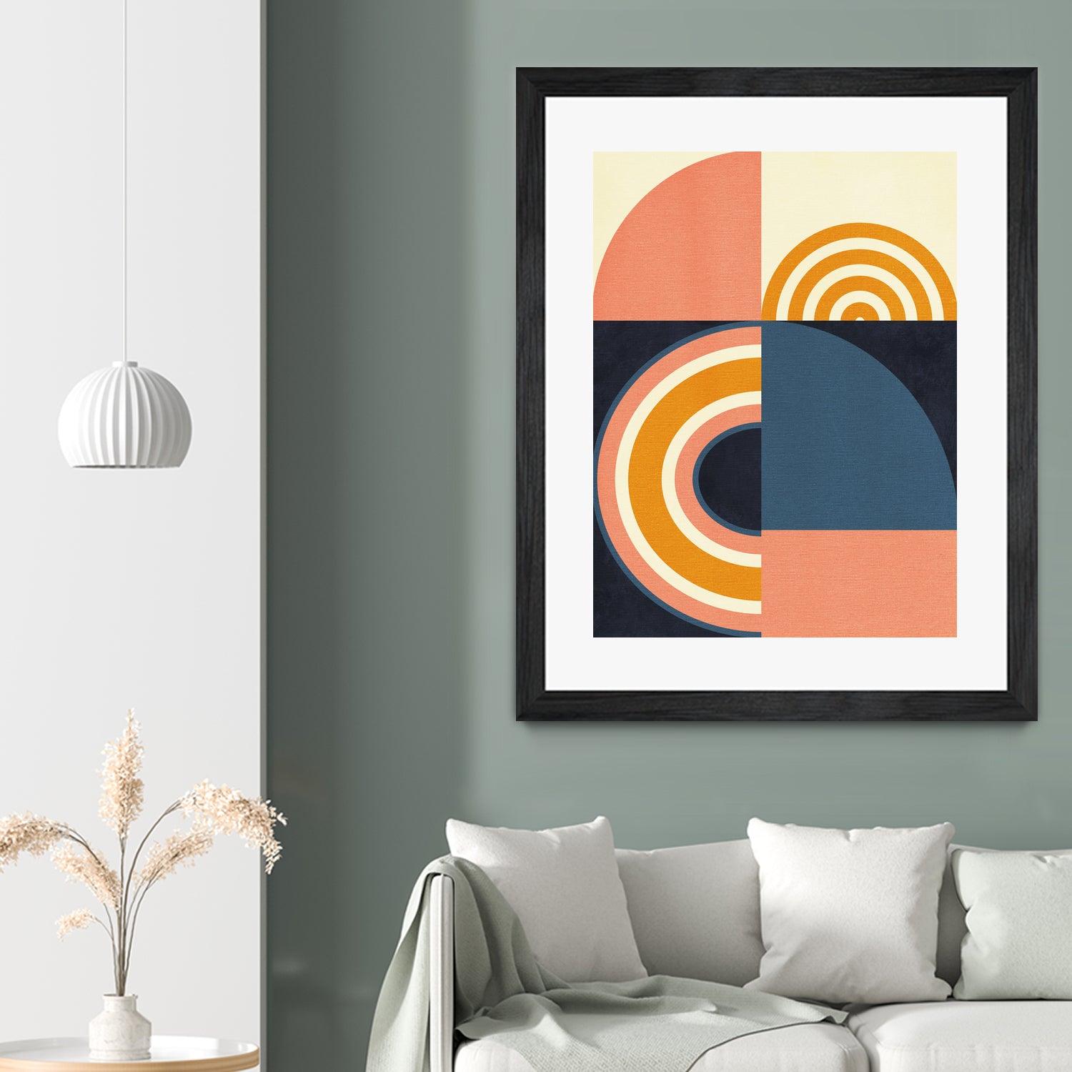 Rainbow Plus Shapes Blue Mustard9 by Ana Rut Bre on GIANT ART - abstract abstract