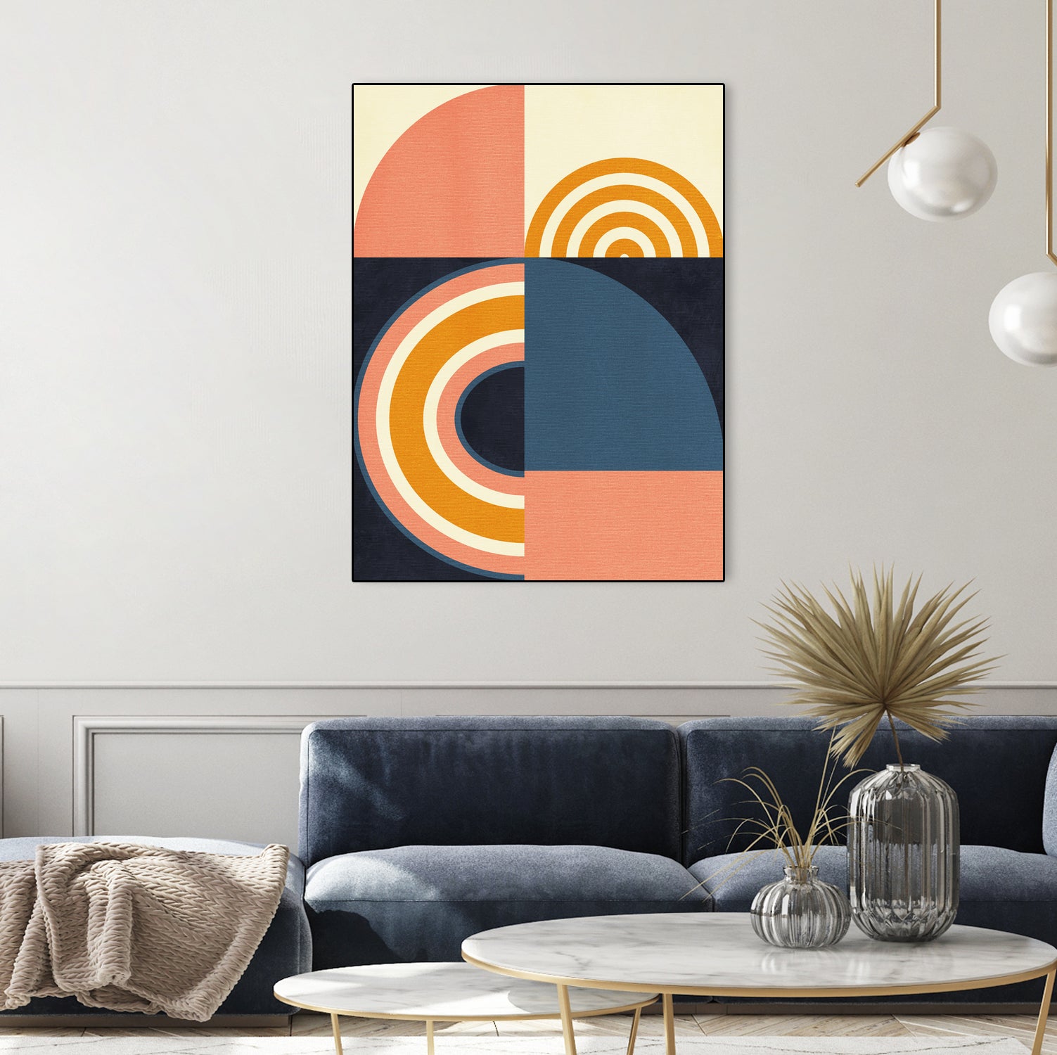 Rainbow Plus Shapes Blue Mustard9 by Ana Rut Bre on GIANT ART - abstract abstract