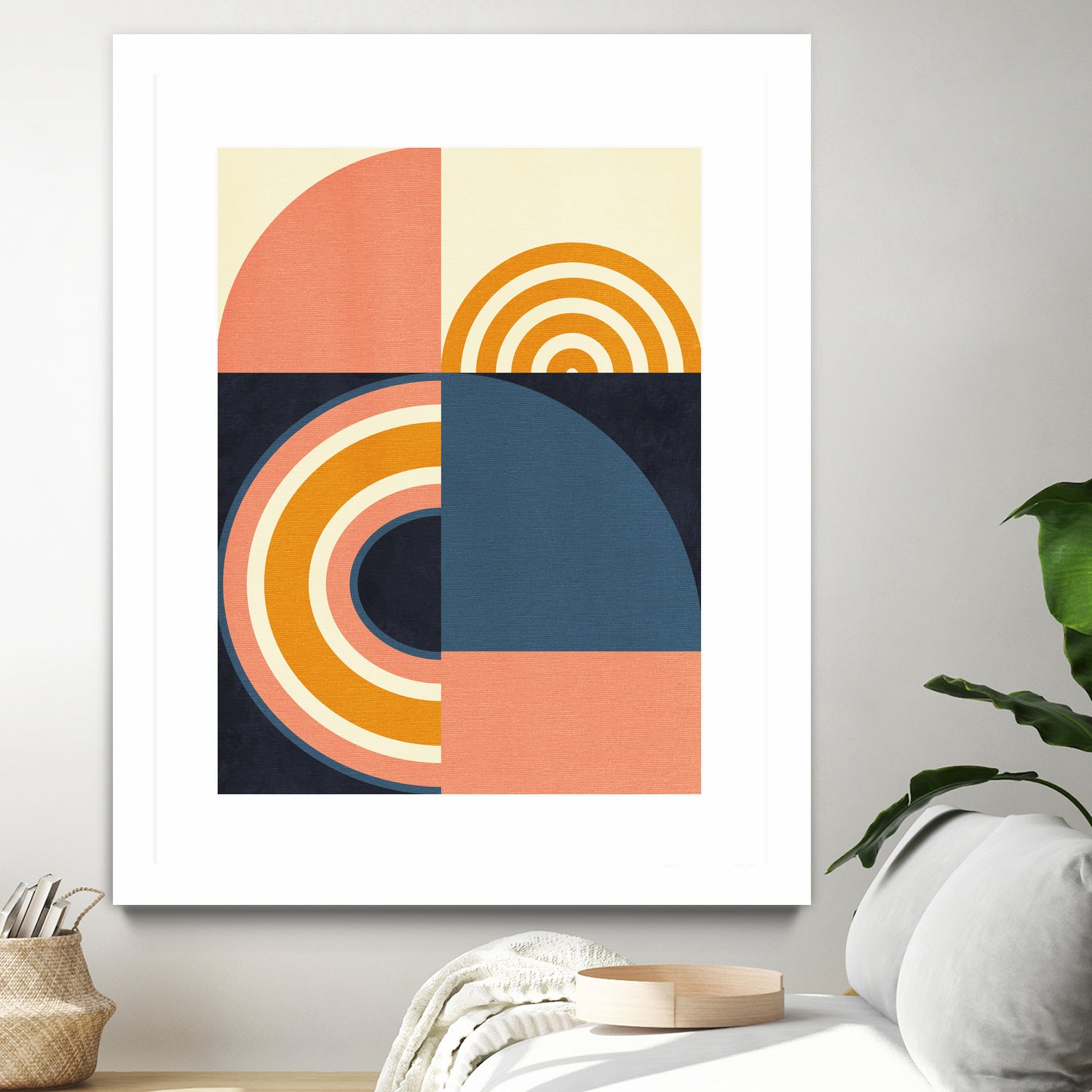 Rainbow Plus Shapes Blue Mustard9 by Ana Rut Bre on GIANT ART - abstract abstract