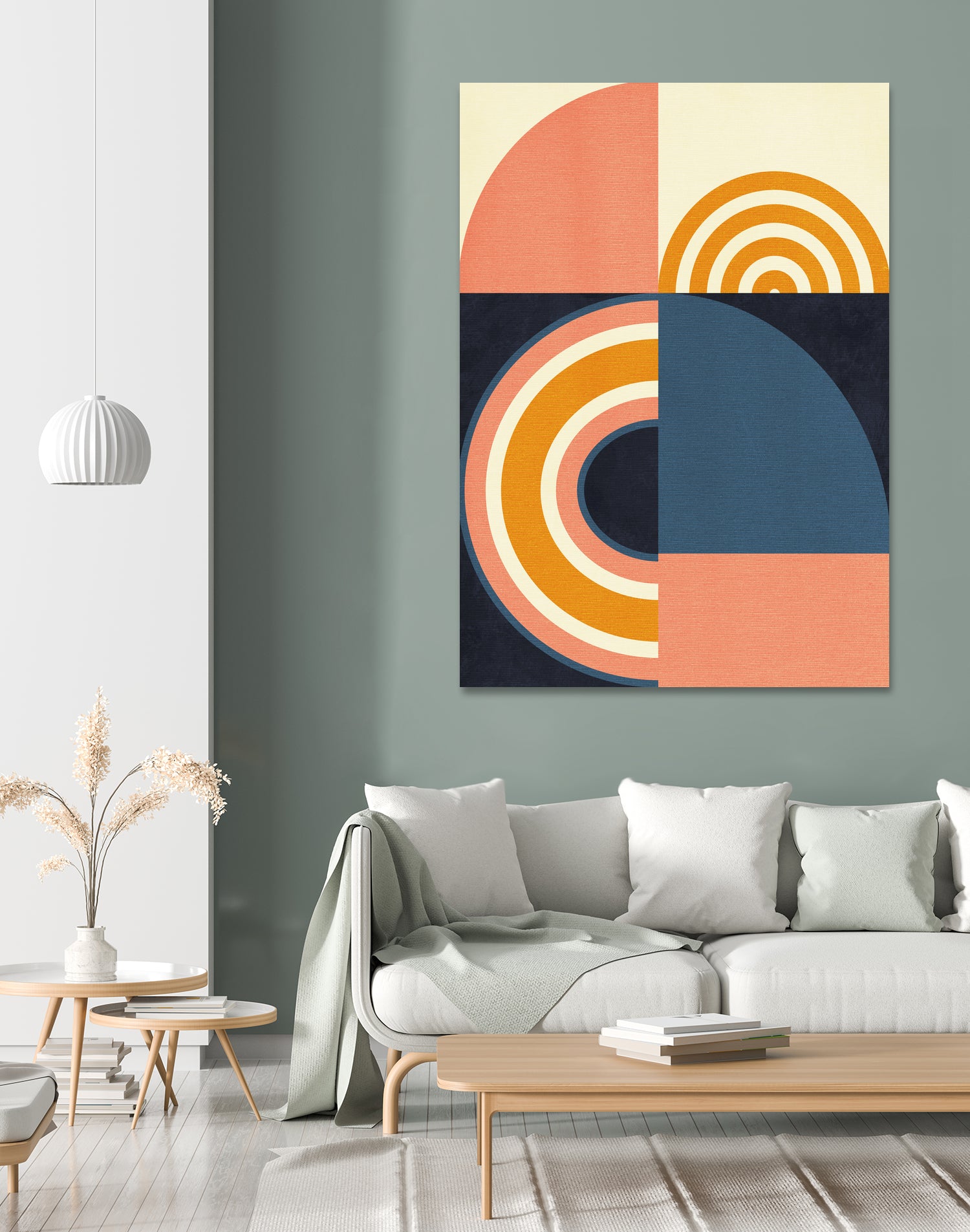 Rainbow Plus Shapes Blue Mustard9 by Ana Rut Bre on GIANT ART - abstract abstract