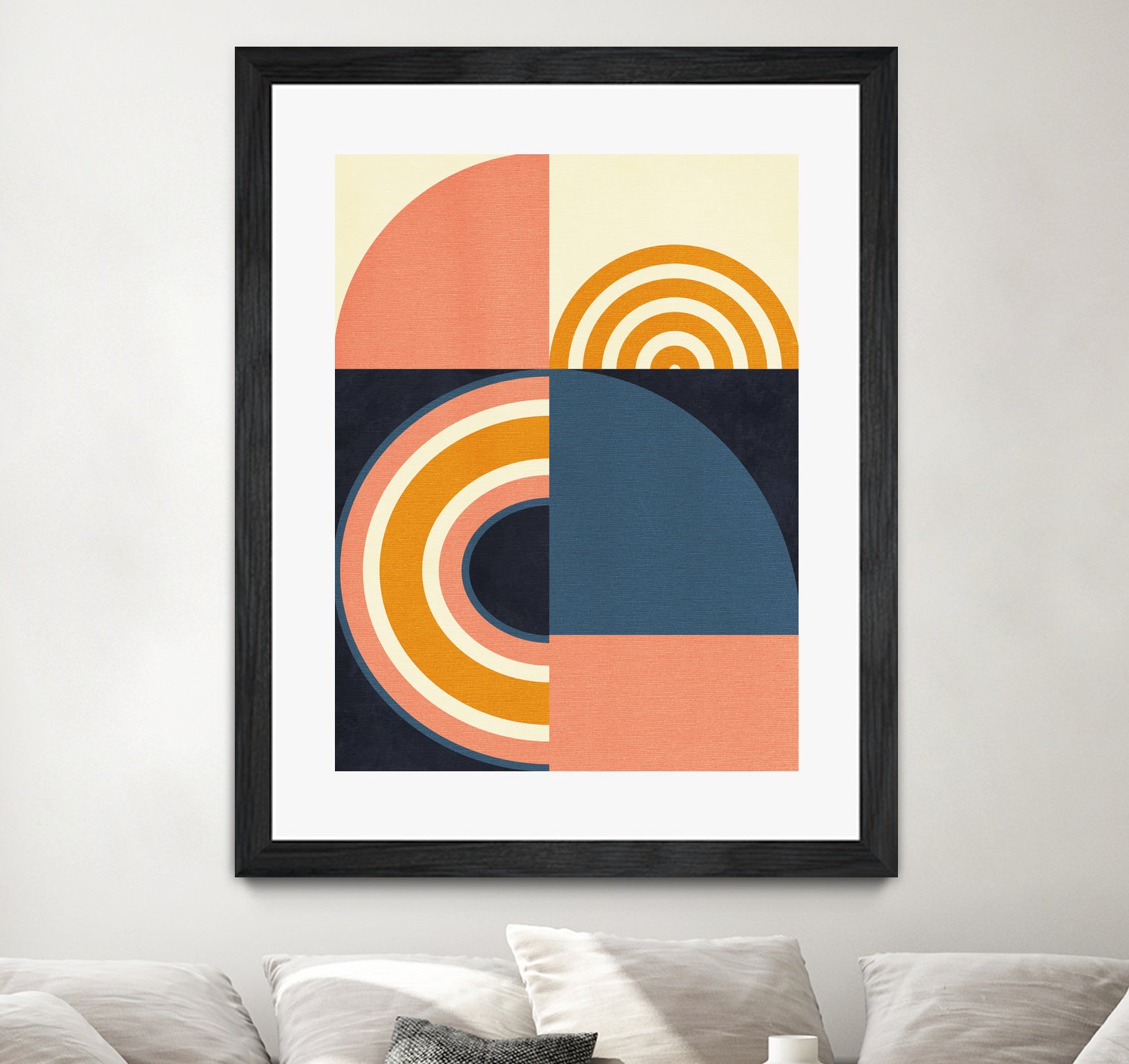 Rainbow Plus Shapes Blue Mustard9 by Ana Rut Bre on GIANT ART - abstract abstract