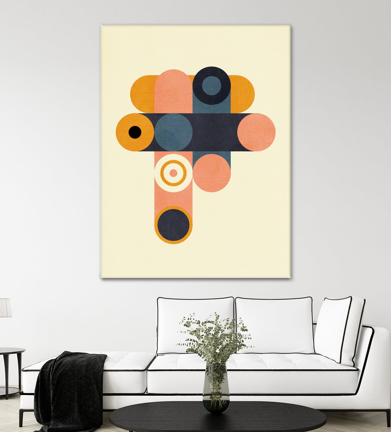 Rainbow Plus Shapes Blue Mustard8 by Ana Rut Bre on GIANT ART - abstract abstract