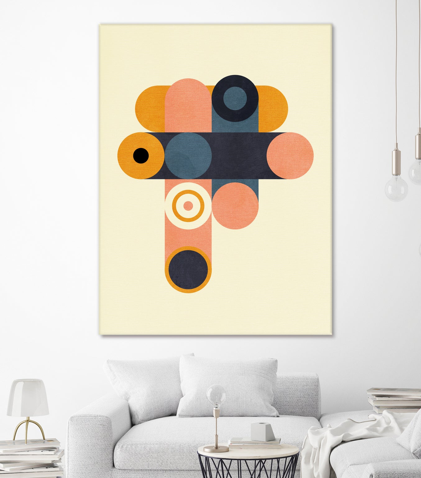 Rainbow Plus Shapes Blue Mustard8 by Ana Rut Bre on GIANT ART - abstract abstract