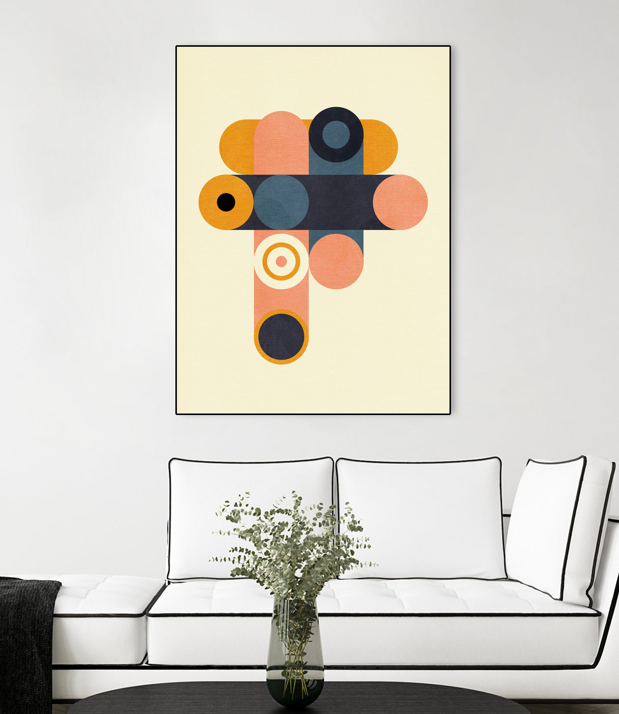 Rainbow Plus Shapes Blue Mustard8 by Ana Rut Bre on GIANT ART - abstract abstract