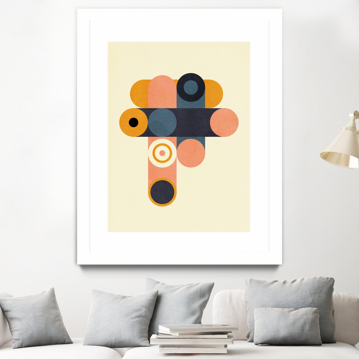 Rainbow Plus Shapes Blue Mustard8 by Ana Rut Bre on GIANT ART - abstract abstract