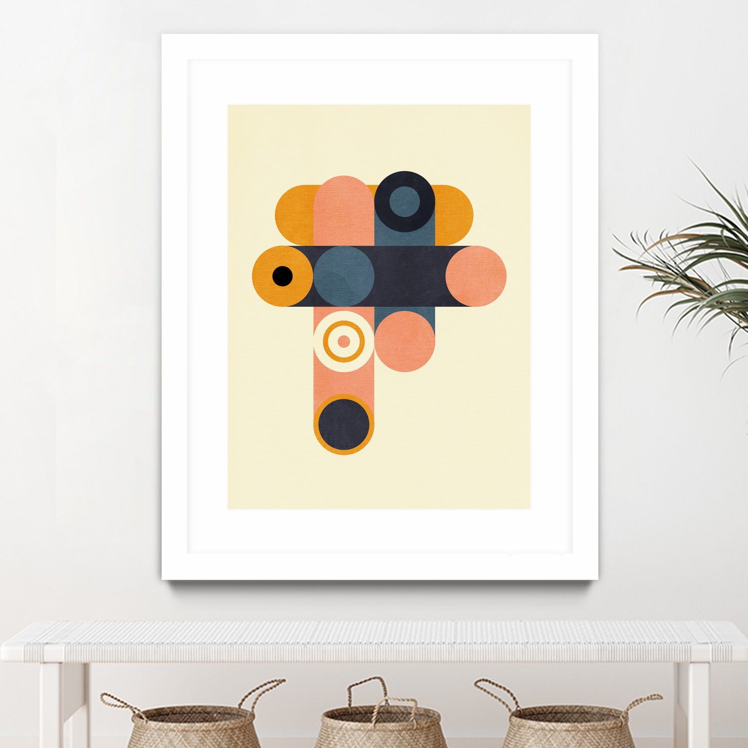 Rainbow Plus Shapes Blue Mustard8 by Ana Rut Bre on GIANT ART - abstract abstract