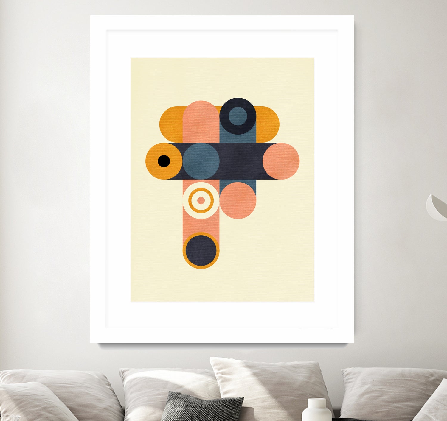 Rainbow Plus Shapes Blue Mustard8 by Ana Rut Bre on GIANT ART - abstract abstract