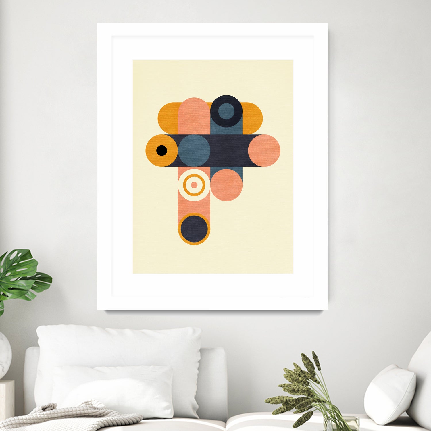 Rainbow Plus Shapes Blue Mustard8 by Ana Rut Bre on GIANT ART - abstract abstract