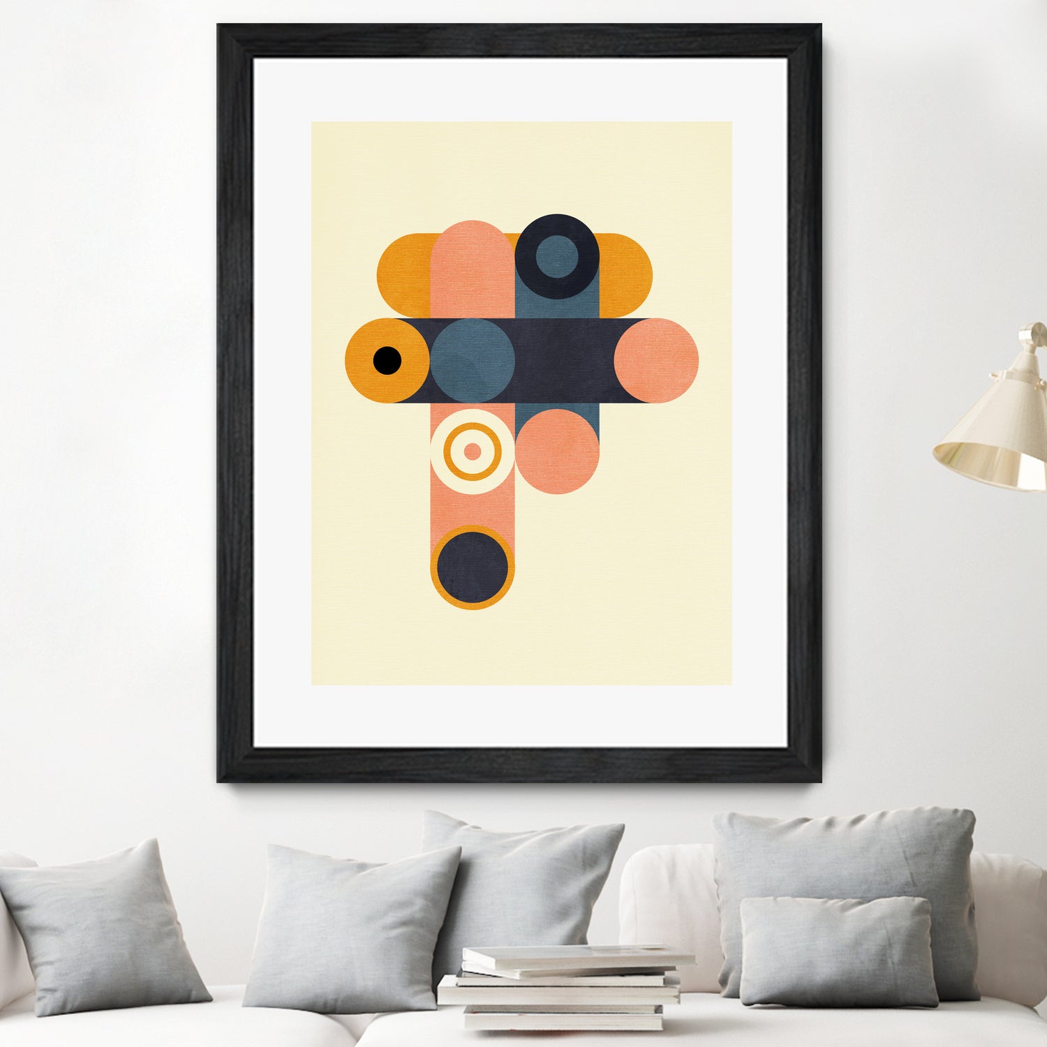 Rainbow Plus Shapes Blue Mustard8 by Ana Rut Bre on GIANT ART - abstract abstract