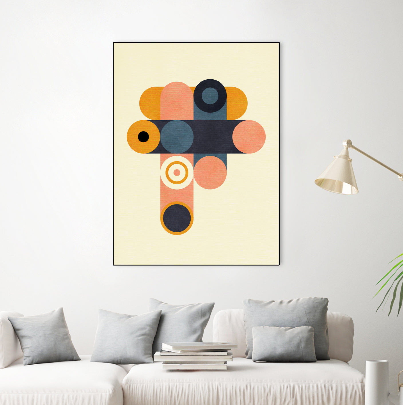 Rainbow Plus Shapes Blue Mustard8 by Ana Rut Bre on GIANT ART - abstract abstract