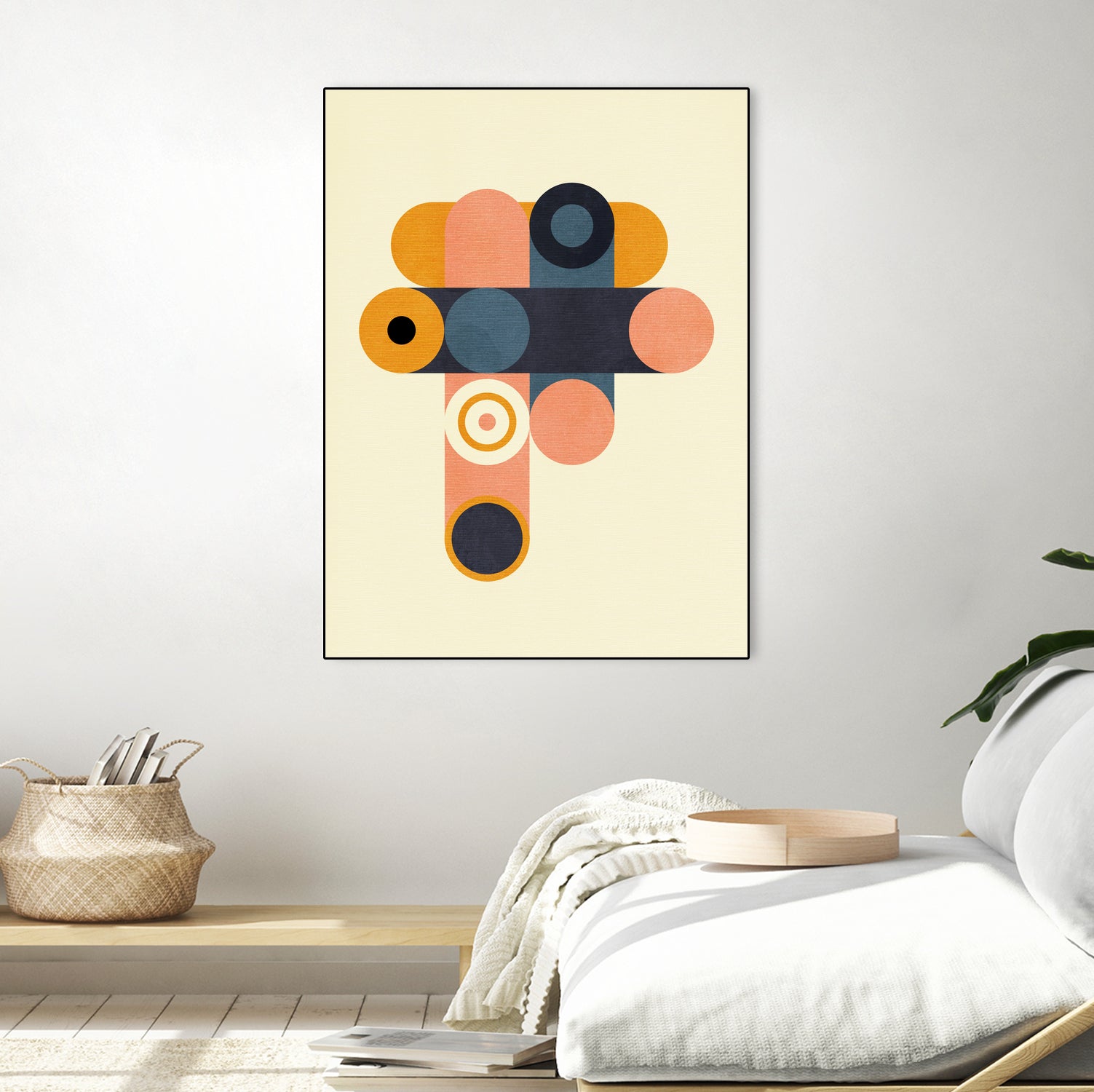 Rainbow Plus Shapes Blue Mustard8 by Ana Rut Bre on GIANT ART - abstract abstract