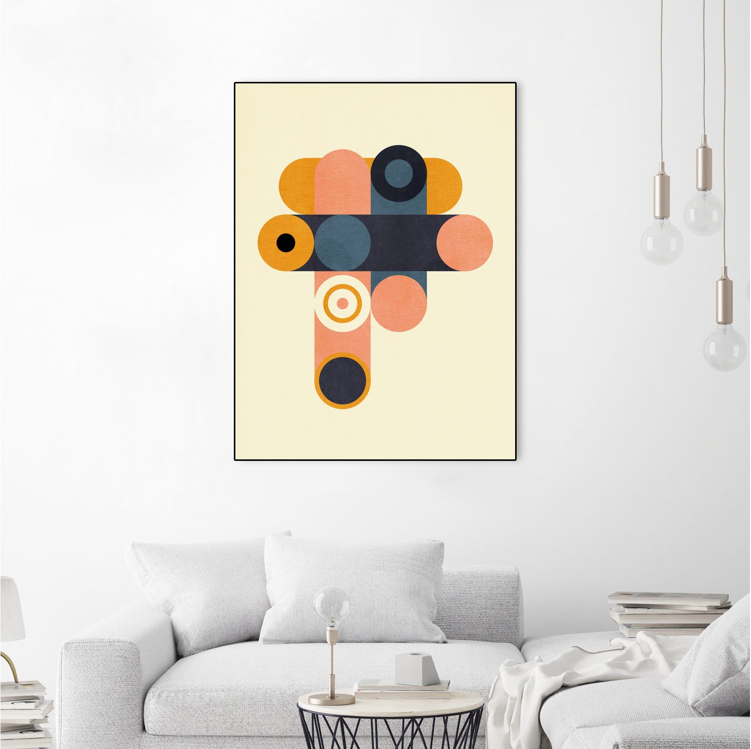 Rainbow Plus Shapes Blue Mustard8 by Ana Rut Bre on GIANT ART - abstract abstract