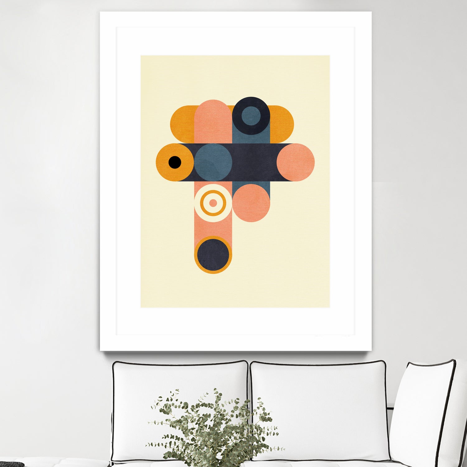 Rainbow Plus Shapes Blue Mustard8 by Ana Rut Bre on GIANT ART - abstract abstract