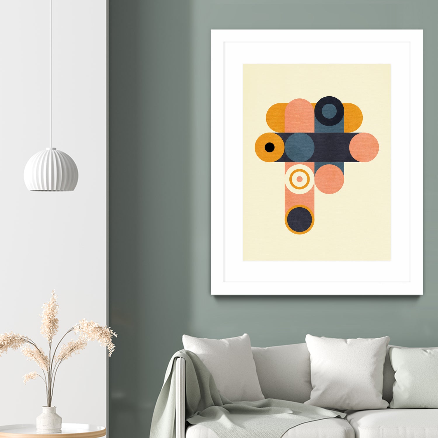 Rainbow Plus Shapes Blue Mustard8 by Ana Rut Bre on GIANT ART - abstract abstract