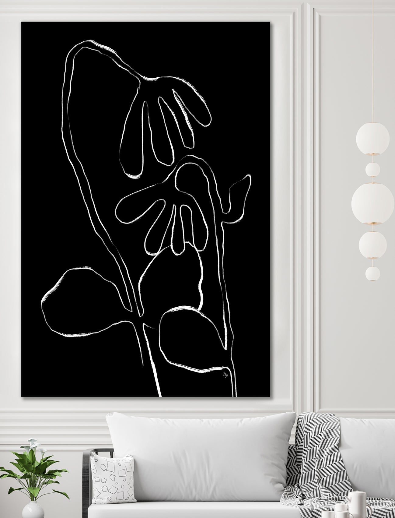 Flower and Leaves Sketch by Martina on GIANT ART - flowers and plants monochrome art