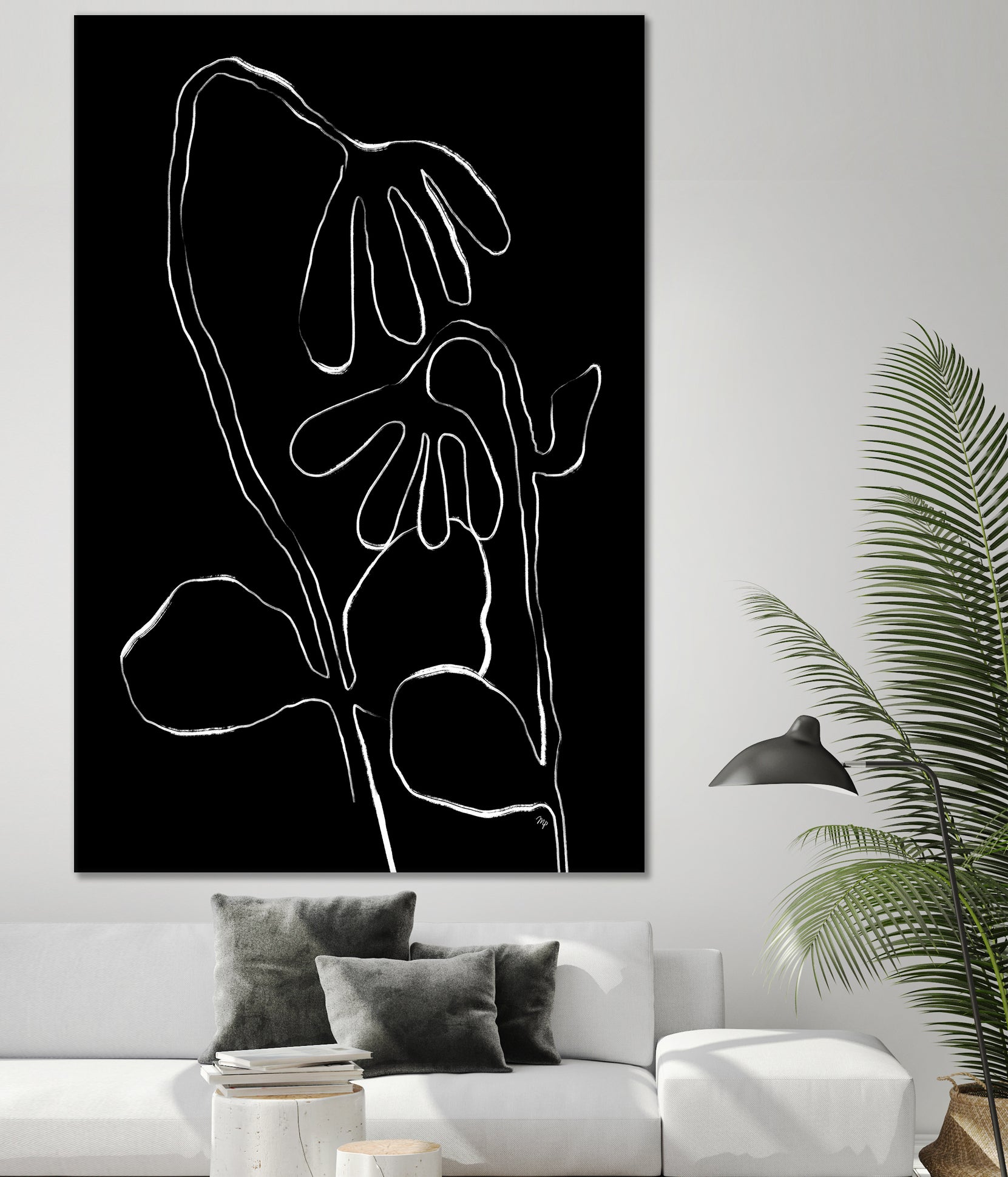 Flower and Leaves Sketch by Martina on GIANT ART - flowers and plants monochrome art